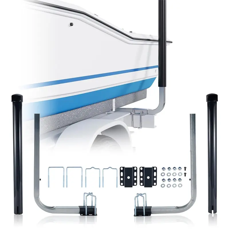 ‌1 Pair Boat Trailer Guide Posts, Adjustable heights 40”/48” – Galvanized Steel L-Shaped Guides for Fishing Boat Sailboat Trailer