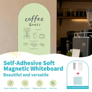 1 piece of soft magnetic arch-shaped set wall sticker, self-adhesive magnetic board - quick installation, smooth writing, wall decoration, can be used for blackboard-style painting and learning on walls in offices, living rooms, Classroom Supplies