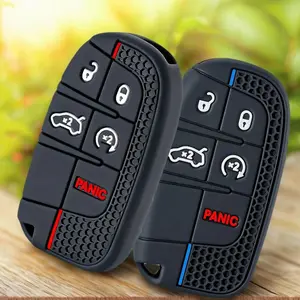 5 Buttons Silicone Car Smart Key Cover For Jeep Renegade Frand Cherokee Dodge Journey Charger Chrysler 200 300 300 Shell Fob Car Key Protector Car Key Holder