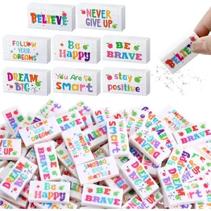 100 count Inspirational Pencil Erasers Bulk for  Fun Motivational Eraser School Supplies  to School Office Supplies for Classroom Office Teacher Artists (Lovely)