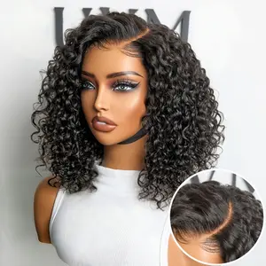 Wear And Go Short Bob Glueless Wigs Ready To Wear Deep Wave Curly Wigs Human Hair Pre Cut 6x4 HD Glueless Wig For Women Pre Plucked 180% On Sale