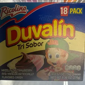 Ricolino Duvalin Strawberry/Vanilla/Hazelnut Artificially Flavored Candy, Mexican Candy