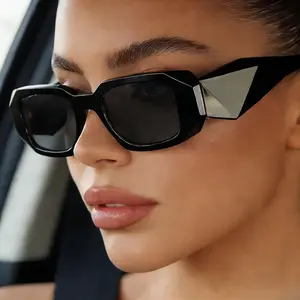 Fashion Retro 90s Y2K Sunglasses Women Men Trendy Rectangle Oval Square Black Shades