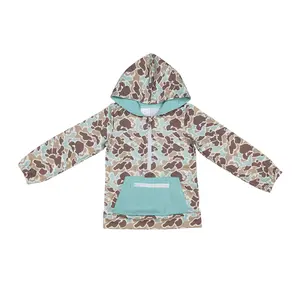 BT0751--  camo zipper pocket hooded long-sleeved boy top kids pullover
