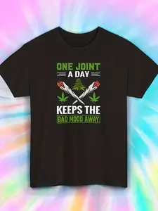 One Joint a Day T-Shirt - Funny Weed Smoking Graphic Tee, S-5XL Unisex Culture Shirt, 220GSM Pure Cotton Casual Round Neck Top for Men & Women