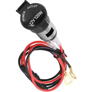 12V-24V Cigarette Lighter Socket, Female Cigarette Lighter Adapter with Extension Cable, Dustproof Plug Power Outlet Socket Replacement for Car Truck Motorcycle Boat Marine ATV RV and More