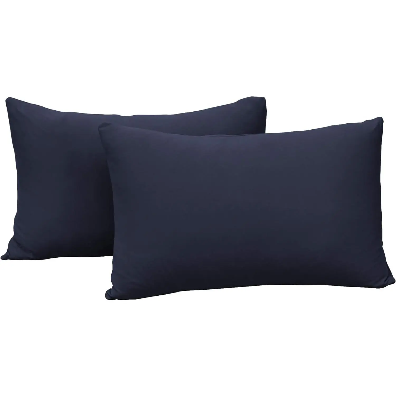 2-Pack Jersey Knit Pillowcases - 4-Way Stretch Ultra Soft Microfiber Blend, Durable Envelope Closure, Machine Washable, Suitable for Standard or Queen Size, Navy, Two-Pack