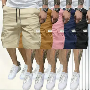 Men’s 5-Pack Summer Cargo Shorts, Loose Straight-Leg Knee-Length Style with Multiple Pockets & Elastic Waist, Quick-Dry Casual Activewear for Young Men, Versatile for Outdoor/Commuter Use, Pair with Outfits, Shirts, Sweat or Sportswear Pants, Smooth, Brea