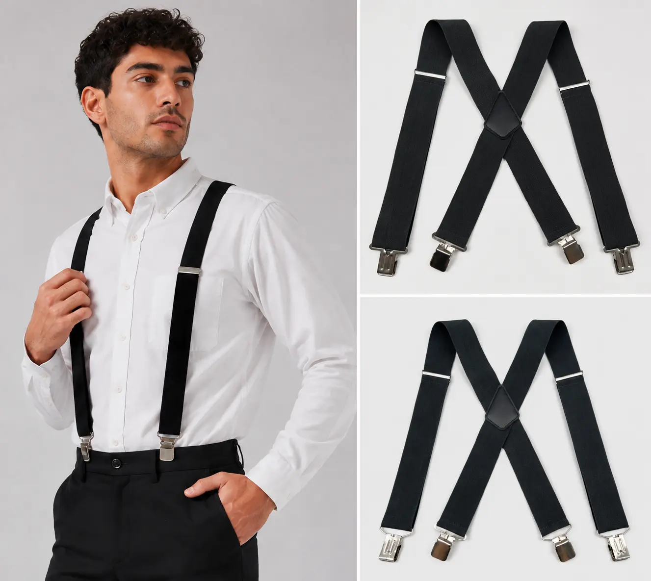 2" Wide Heavy-Duty X-Back Suspenders  Strong Clips & Adjustable Fit for Men & Women