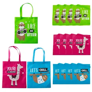 15" x 17" Large Funtastic Animal Nonwoven Tote Bags - 12 Pc.