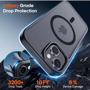 iPhone 15 Case - Magnetic, Slim, Translucent, Matte, Shockproof, Anti-Scratch, Black