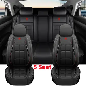 Universal Vehicle Interior Decoration Accessory Car Seat Covers - Waterproof & Wear-Resistant PU Leather - Full-Body Five-Seat Muscle Seat Covers - Anti-Stain Protection - All Seasons