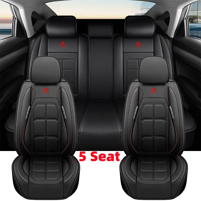 Universal Vehicle Interior Decoration Accessory Car Seat Covers - Waterproof & Wear-Resistant PU Leather - Full-Body Five-Seat Muscle Seat Covers - Anti-Stain Protection - All Seasons