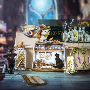 Witch Theme Enchanted Sticker Pack, 15 Sheets/bag Pet Material, Magic Apothecary Series, Journal & Water Bottle Decoration Stickers