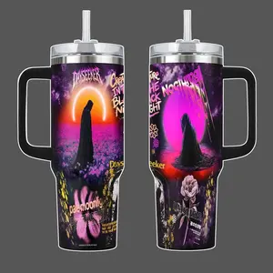 DAYSEEKER Nocturnal Dreamscape Stainless Steel Insulated Travel Tumbler With Handle 20oz 40oz Neon Cloak Cosmic Field Band Wrap Design