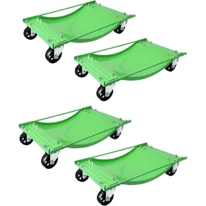 Garvee Heavy Duty Car Dolly Set of 4 with 10,000 lbs Capacity, Featuring 3.5" Swivel Casters, Anti-Skid Design, Ideal for Moving Cars and Trucks, Durable Green Vehicle Moving Dollies
