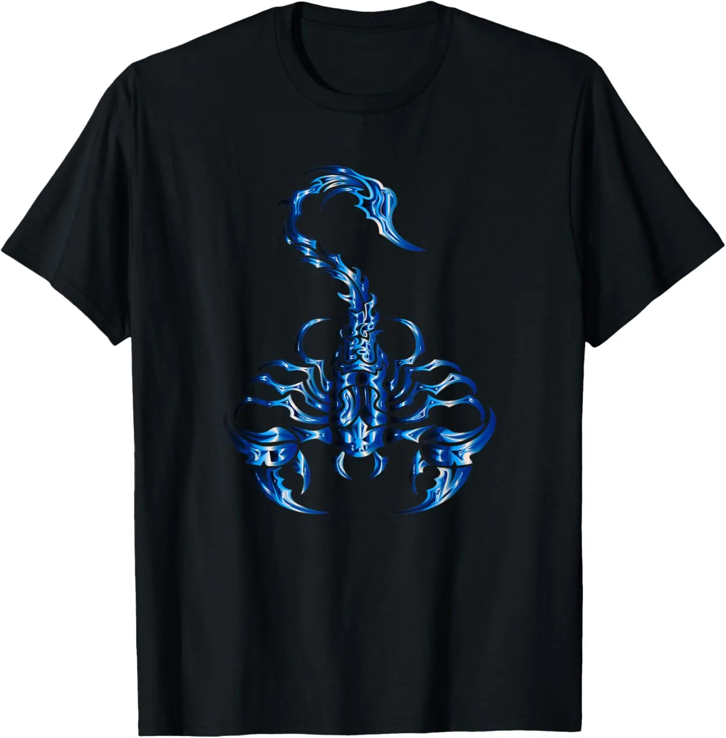 Men's Vintage Scorpion Graphic T-Shirt, Distressed Cotton Short Sleeve Streetwear with a Tribal Tattoo Design, Shortsleeve