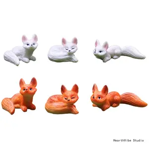 Miniature Landscape Ornament: Cute Little Fox — Faux Animal Resin Craft Figurine for Succulent Gardening & Decoration