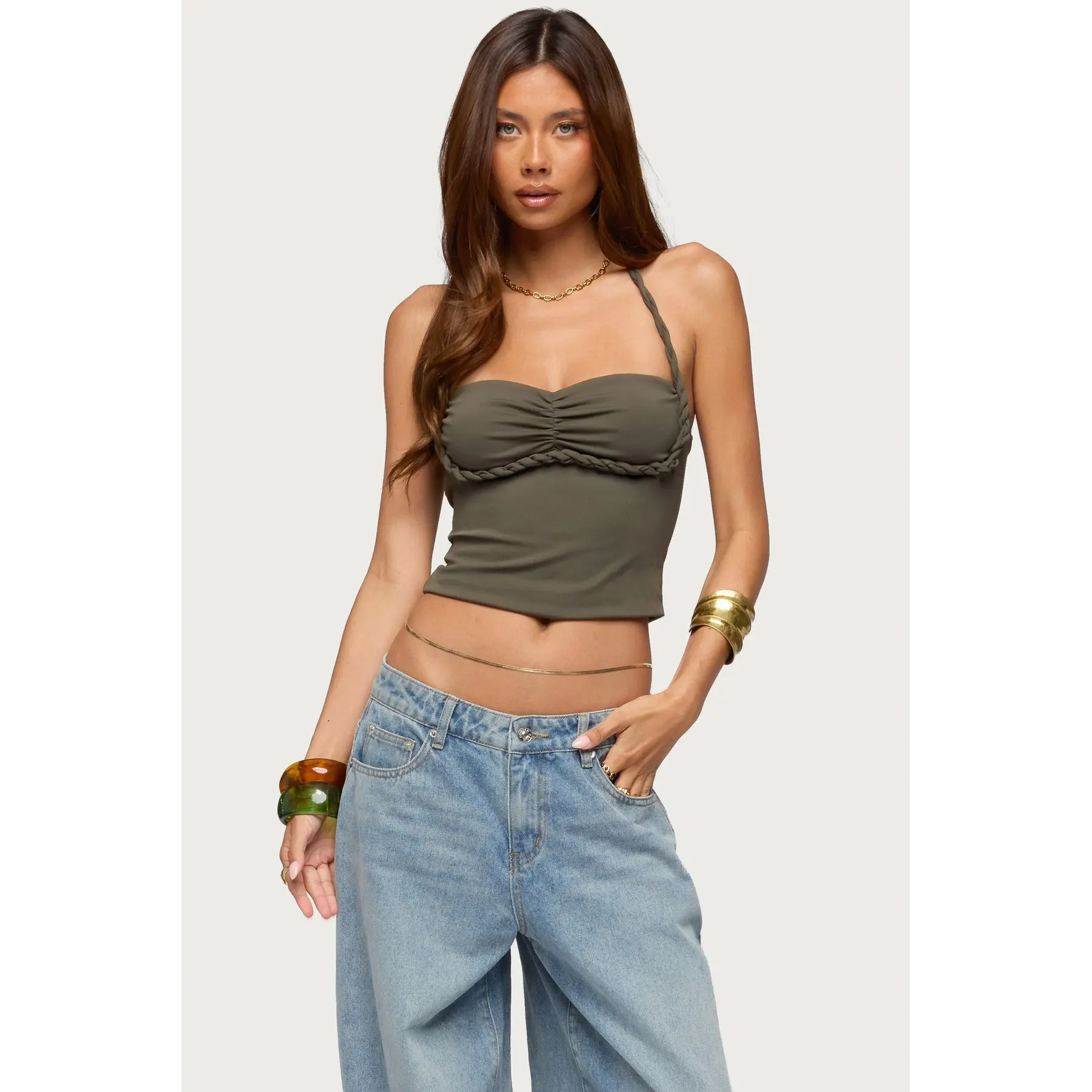 Sherri Braided Strap Halter Top