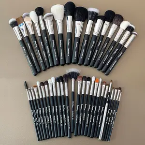 Makeup Artist MUST HAVES 42Pcs Makeup Brushes Set with Real Natural Goat Hair By BUEART DESIGN (42Pcs Matte Pearl Black)