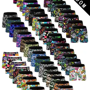 10 Randomly Selected Men's Underwear and Swim Shorts with Colorful Art Prints, Ideal for Daily and Beach Wear, Tight-Fitting Casual Style