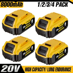 High Capacity 20V MAX 8Ah Lithium Battery – Long Life & Fast Charging | Compatible with DCB200, DCB205, DCB206, DCB208, DCB210 high-capacity replacement