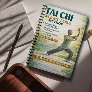 28-Day Tai Chi Weight Loss and Body Shaping Plan, 10-Minute Daily Home Practice, Beginner-Friendly Low Intensity, Knee-Friendly, Improves Posture and Balance, Enhances Core and Strength, Spiral-Bound Fitness