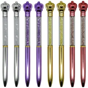 12 count  Crown Ballpoint Pen Retractable Bling Pen Black Ink for Women Girls Wedding School