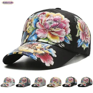 Floral Print Baseball Cap Quick Dry Sun Protection Hat Lightweight Breathable Unisex Outdoor Cap for Beach Travel Hiking Spring Summer Easter Gift