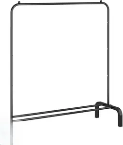 Metal Clothing Rack with Bottom Shelf Garment Rack for Hanging Clothes Shirts Jeans and Coats Black 43.31"x15.75"x59.06" Glossy Steel 22.68 KG Load Capacity Sturdy Construction High-Quality Steel Multipurpose Use