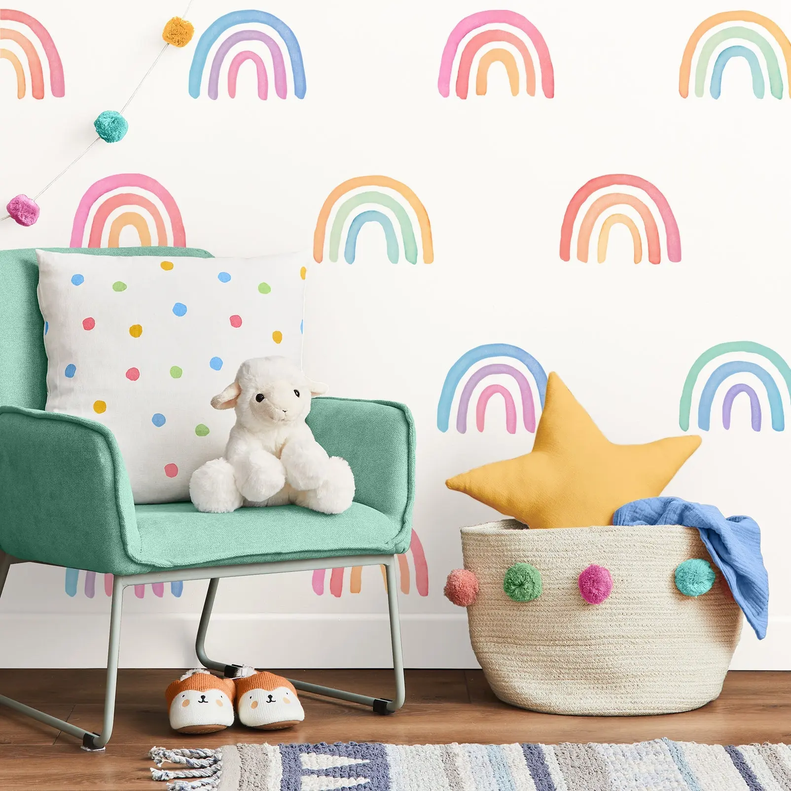 Rainbow Wall Decals - Removable & Reusable Fabric Wall Stickers
