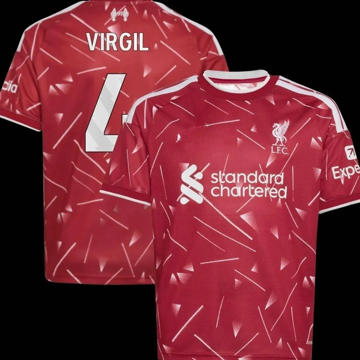 Premium - Red Soccer Jersey Number Virgil 4 Athletic Sports Tee 2025/26 Home 2026/27 Home On-Field Liver