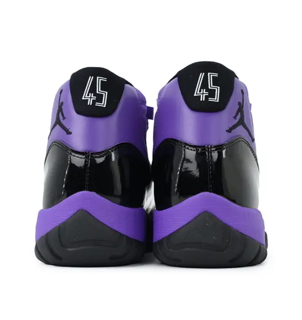 Men Women Retro High Top Sneakers, Glossy Black Toe Cap with Purple Upper, Non Slip Rubber Outsole, Fashion Casual Basketball Shoes