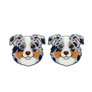 Australian Shepherd Blue Merle Stud Earrings