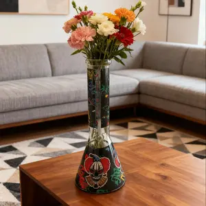 Handmade High Borosilicate Glass Vase, Easy to Clean, Suitable for Flower Arrangements, Height 26cm, Perfect for Home Decor, Home Decorative Vase
