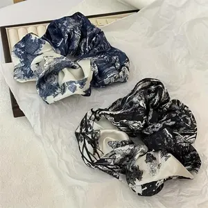 2pcs Ink Style Premium Large Hair Ties for Women, Elastic Ponytail Holders with Back Head Knots