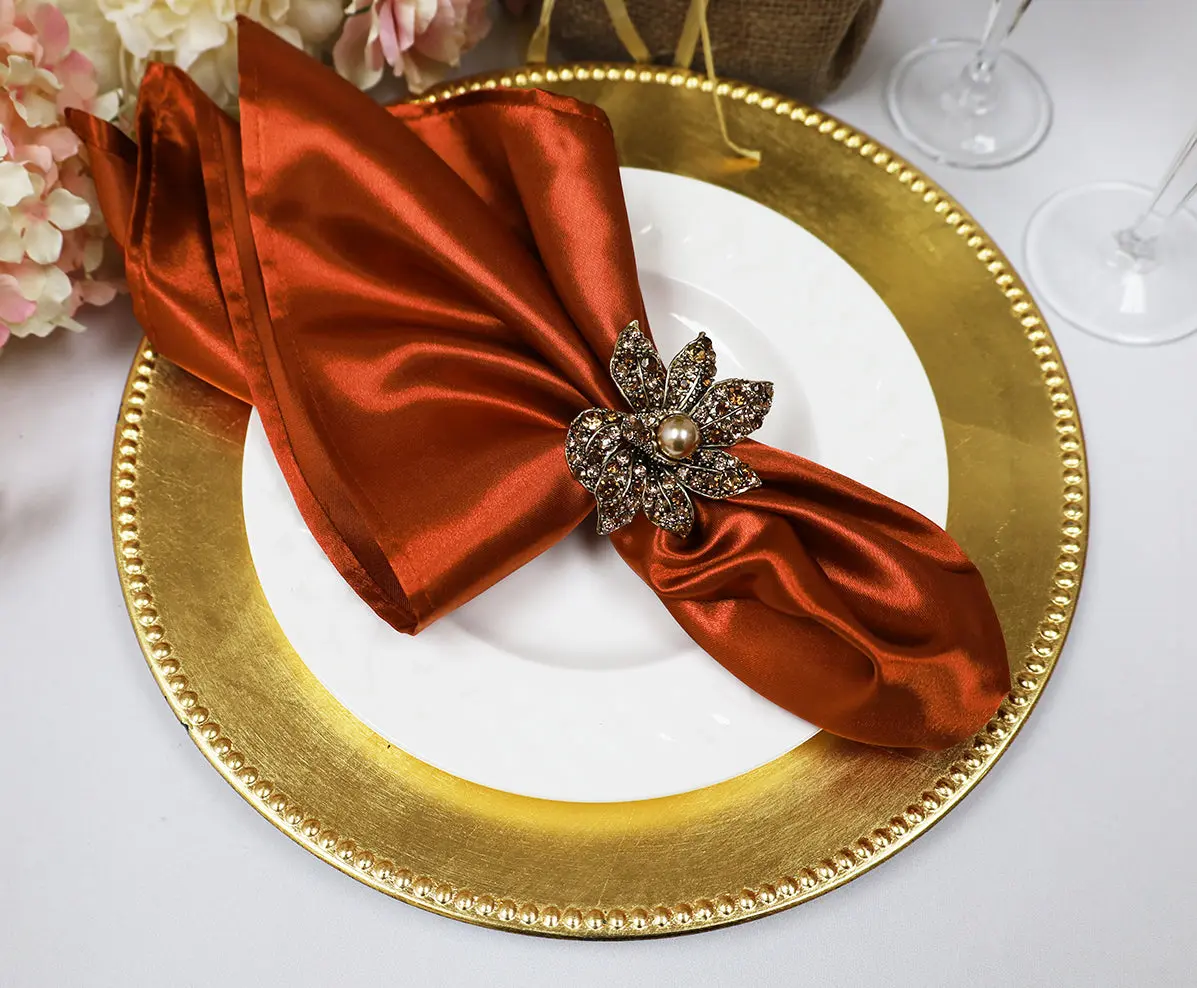 20"x20" Heavy Duty Satin Napkins - Rust/Burnt Orange (10pcs/pk)