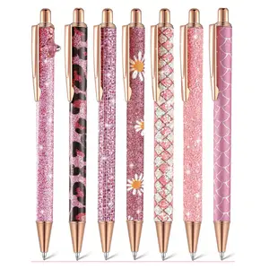 Fashionable Cute Shiny Ballpoint Pen Set for Women, 1.0mm Metal Tip, Student Office Diary Pen, Handwriting Pen, Ball Point Pens, Perfect Gift for Valentine's Day