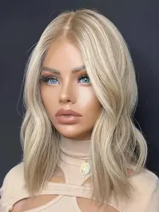 14 Inch Soft High-Light Blonde Body Wave Wig, Density 150, Pre-Cut Baby Hair Lace Front, Daily Wear for Women, Human Hair, Highlight Bob Wig, Loose Body Wigs