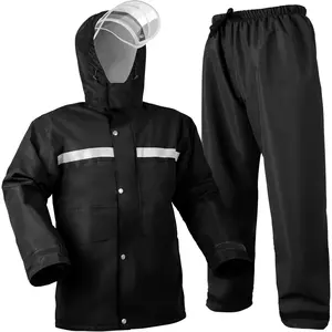 Rain Suit Safety Waterproof Rain Jacket and Trouser Suit Raincoat With Hood lining For Men Adults Breathable