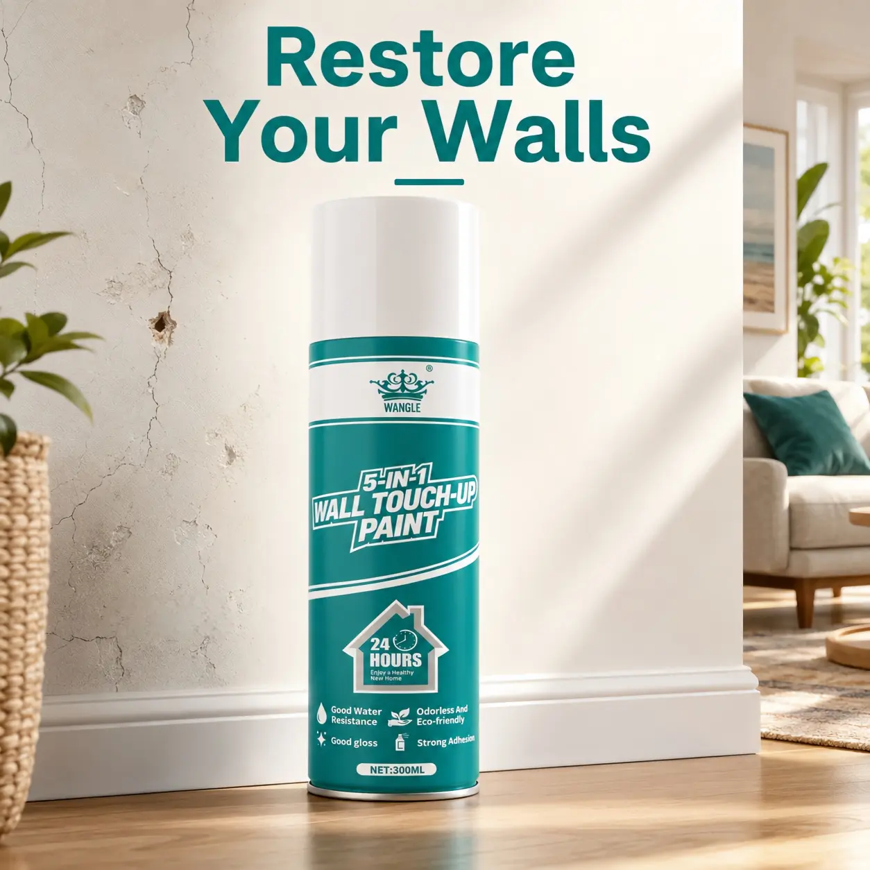 Wall Touch-Up Coating – Easy-to-Apply Wall Repair Formula Covers Everyday Wall Marks, Scuffs & Surface Imperfections, Refreshes Interior Walls with a Smooth, Clean Finish for Home & Office Use
