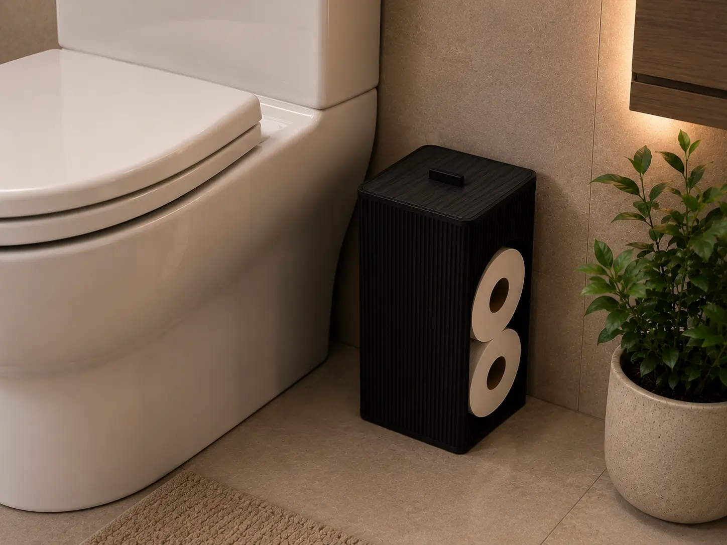 Modern Bathroom Floor Cabinet with Hidden Storage, Indoor Furniture Cupboard for Bathroom Organization