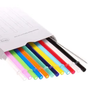 8" Plain Color  Plastic Replacement Drinking Straws for Short Mini Mason Jar,Tumblers, Set of 12 count Straws with Cleaning Brush (8inch,12color)