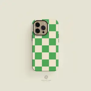 Checkered Green and Beige Tough iPhone Case  iPhone 17 16 15 14 13 12 11