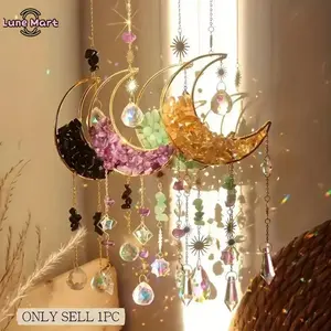 Lune Moon Crystal Sun Catcher Car Pendant - Magical Decorative Charm, Rainbow Hanging Ornament, Crystal Home Window Decor, Garden Wall Accent