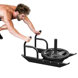 TikTokShopBlackFridayVEVOR Weight Training Pull Sled, Fitness Strength Speed Training Sled with Handle, Steel Power Sled Workout Equipment for Athletic Exercise & Speed Improvement, Suitable for 1"&2" Weight Plate, Black