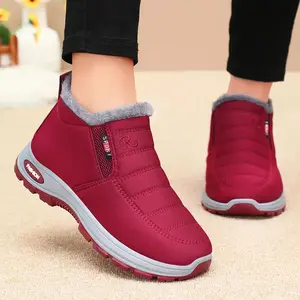 Waterproof Winter Boots for Women Red Ankle Boots with Gray Lining Comfortable Sole Classic Design for Daily Wear and Winter Activities