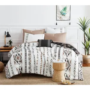 Queen Comforter Set, Boho Aztec Comforter Set 8 Pieces, All Season Reversible Bed in A Bag, Soft Microfiber Fill Bedding, Lightweight, Warm and Breathable (Brown, 90"x90")