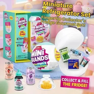 Mini Fridge Set with Miniature Food Models, UV Light, DIY Design, Easy Storage, Perfect Gift for Friends and Lovers