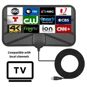 HIDB Digital TV Antenna - 50 Mile Range Indoor Amplified Antenna, Supports 4K Ultra HD/1080P Full HD for More Free Channels, Multi-Directional Reception, Ultra Thin & Easy to Install with 10ft Coaxial Cable, Home Entertainment, Signal Receiver